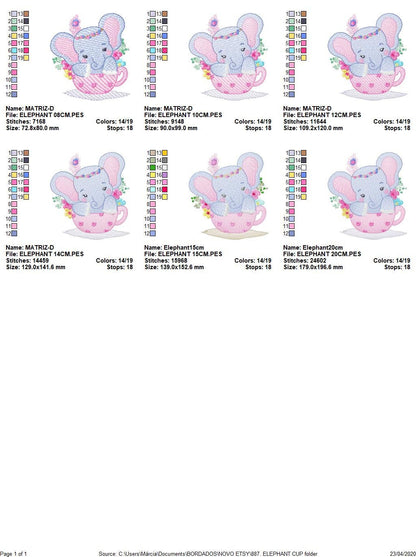 Elephant embroidery designs - Animal embroidery design machine embroidery pattern - Baby girl embroidery file - elephant with flowers pes