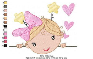 Peek a boo Girl embroidery designs - Baby embroidery design machine embroidery pattern - Toddler embroidery file - instant download towel