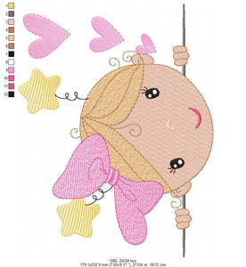 Peek a boo Girl embroidery designs - Baby embroidery design machine embroidery pattern - Toddler embroidery file - instant download towel