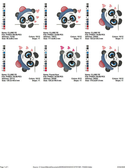 Panda embroidery design - Animal embroidery designs machine embroidery pattern - Baby boy embroidery file - girl embroidery rippled design