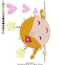 Cargar imagen en el visor de la galería, Girl embroidery designs - Baby embroidery design machine embroidery pattern - Toddler embroidery file - instant download towel pillow
