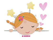 Cargar imagen en el visor de la galería, Girl embroidery designs - Baby embroidery design machine embroidery pattern - Toddler embroidery file - instant download towel pillow
