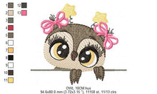 Cargar imagen en el visor de la galería, Owl embroidery design - Animal embroidery design machine embroidery pattern - Kitchen embroidery file - digital download owl with big eyes
