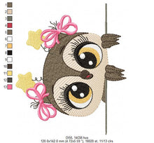 Cargar imagen en el visor de la galería, Owl embroidery design - Animal embroidery design machine embroidery pattern - Kitchen embroidery file - digital download owl with big eyes
