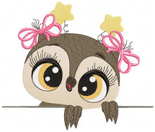 Cargar imagen en el visor de la galería, Owl embroidery design - Animal embroidery design machine embroidery pattern - Kitchen embroidery file - digital download owl with big eyes
