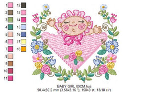 Baby girl embroidery designs - Toddler embroidery design machine embroidery - Newborn baby embroidery file - instant download digital file