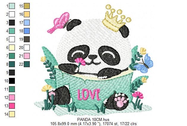 Panda with crown embroidery design - King Animal with flowers embroidery designs machine embroidery pattern - Baby boy - Instant download