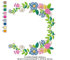 Monogram Frame embroidery designs - Flower embroidery design machine embroidery pattern - rose wreath embroidery file - baby girl embroidery