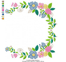 Cargar imagen en el visor de la galería, Monogram Frame embroidery designs - Flower embroidery design machine embroidery pattern - rose wreath embroidery file - baby girl embroidery
