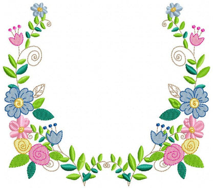 Monogram Frame embroidery designs - Flower embroidery design machine embroidery pattern - rose wreath embroidery file - baby girl embroidery