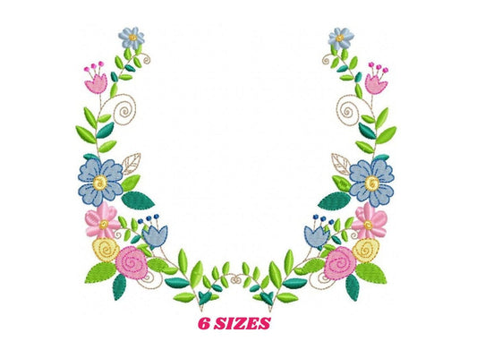 Monogram Frame embroidery designs - Flower embroidery design machine embroidery pattern - rose wreath embroidery file - baby girl embroidery