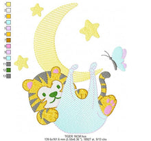 Carica l&#39;immagine nel visualizzatore di Gallery, Tiger embroidery design - Animals embroidery designs machine embroidery pattern - Baby boy embroidery - Safari embroidery file moon and star
