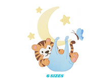 Carica l&#39;immagine nel visualizzatore di Gallery, Tiger embroidery design - Animals embroidery designs machine embroidery pattern - Baby boy embroidery - Safari embroidery file moon and star
