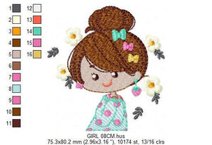 Baby girl embroidery designs - Fairy embroidery design machine embroidery - girl with flowers embroidery file - Spring embroidery pattern