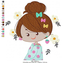 Baby girl embroidery designs - Fairy embroidery design machine embroidery - girl with flowers embroidery file - Spring embroidery pattern