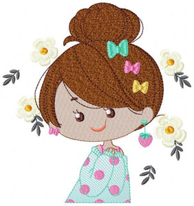 Baby girl embroidery designs - Fairy embroidery design machine embroidery - girl with flowers embroidery file - Spring embroidery pattern