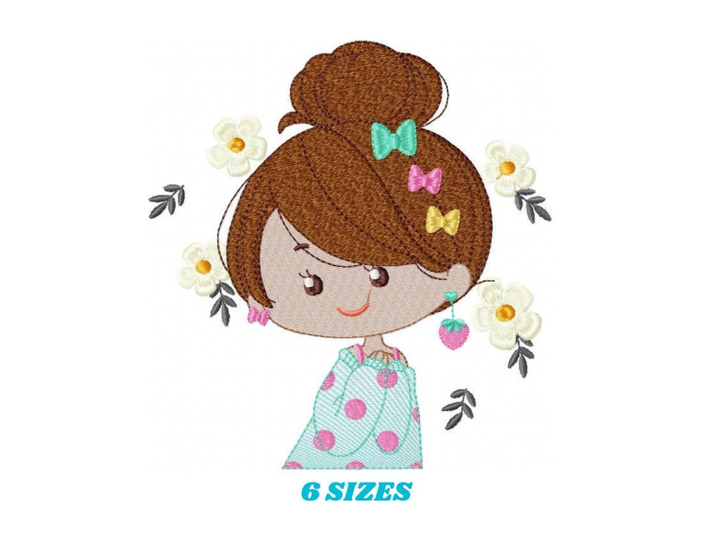 Baby girl embroidery designs - Fairy embroidery design machine embroidery - girl with flowers embroidery file - Spring embroidery pattern