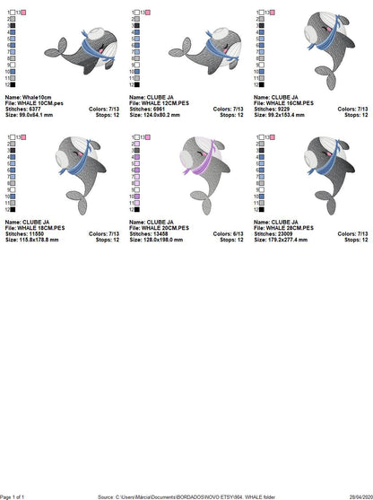 Whale embroidery designs - Ocean Fish embroidery design machine embroidery pattern - Baby boy embroidery file - sea animal embroidery pes