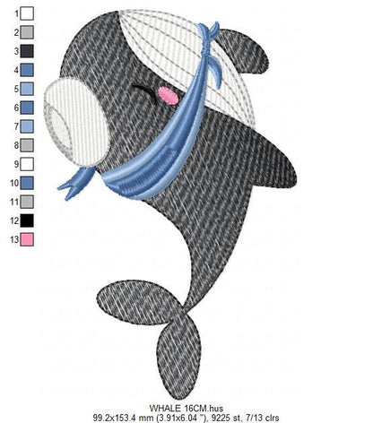 Whale embroidery designs - Ocean Fish embroidery design machine embroidery pattern - Baby boy embroidery file - sea animal embroidery pes