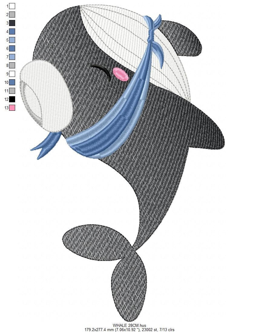 Whale embroidery designs - Ocean Fish embroidery design machine embroidery pattern - Baby boy embroidery file - sea animal embroidery pes