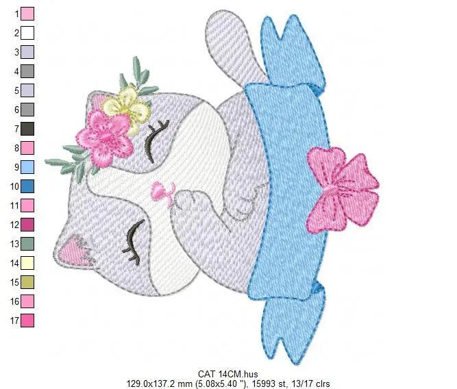 Cat embroidery design - Kitty embroidery designs machine embroidery pattern - Pet embroidery file - Baby girl embroidery Kitchen cloth Apron Marcia Embroidery