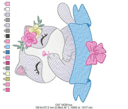 Cat embroidery design - Kitty embroidery designs machine embroidery pattern - Pet embroidery file - Baby girl embroidery Kitchen cloth Apron Marcia Embroidery