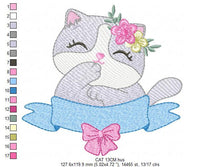 Carica l&#39;immagine nel visualizzatore di Gallery, Cat embroidery design - Kitty embroidery designs machine embroidery pattern - Pet embroidery file - Baby girl embroidery Kitchen cloth Apron
