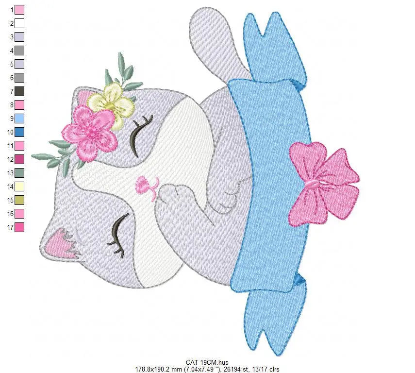 Cat embroidery design - Kitty embroidery designs machine embroidery pattern - Pet embroidery file - Baby girl embroidery Kitchen cloth Apron Marcia Embroidery
