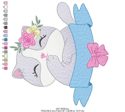 Cat embroidery design - Kitty embroidery designs machine embroidery pattern - Pet embroidery file - Baby girl embroidery Kitchen cloth Apron Marcia Embroidery