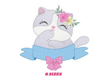 Load image into Gallery viewer, Cat embroidery design - Kitty embroidery designs machine embroidery pattern - Pet embroidery file - Baby girl embroidery Kitchen cloth Apron
