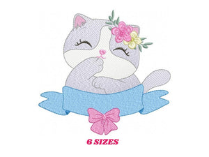 Cat embroidery design - Kitty embroidery designs machine embroidery pattern - Pet embroidery file - Baby girl embroidery Kitchen cloth Apron