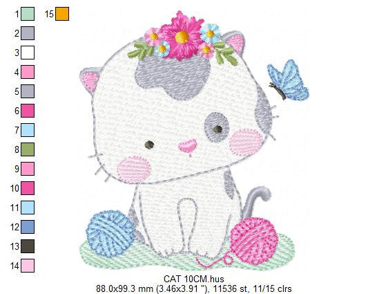 Cat embroidery design - Kitty embroidery designs machine embroidery pattern - Pet embroidery file - Baby girl embroidery Kitchen cloth Apron