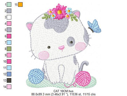 Cat embroidery design - Kitty embroidery designs machine embroidery pattern - Pet embroidery file - Baby girl embroidery Kitchen cloth Apron