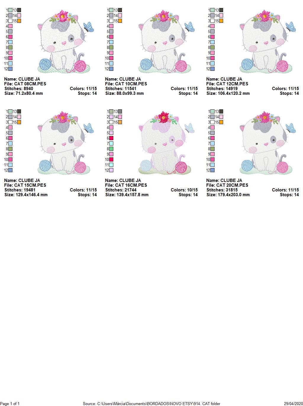 Cat embroidery design - Kitty embroidery designs machine embroidery pattern - Pet embroidery file - Baby girl embroidery Kitchen cloth Apron