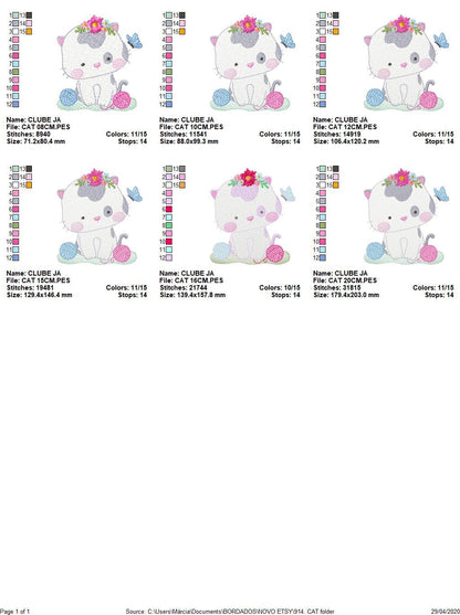 Cat embroidery design - Kitty embroidery designs machine embroidery pattern - Pet embroidery file - Baby girl embroidery Kitchen cloth Apron