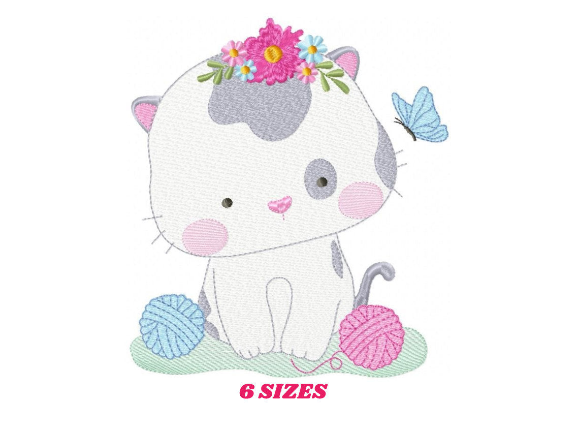 Cat embroidery design - Kitty embroidery designs machine embroidery pattern - Pet embroidery file - Baby girl embroidery Kitchen cloth Apron