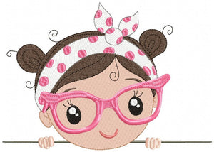 Girl with glasses embroidery designs - Baby girl embroidery design machine embroidery pattern file - Young Lady embroidery file - download