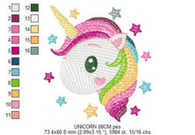 Laden Sie das Bild in den Galerie-Viewer, Unicorn embroidery designs - Baby Girl embroidery design machine embroidery pattern - Unicorns embroidery file - newborn layette blanket pes
