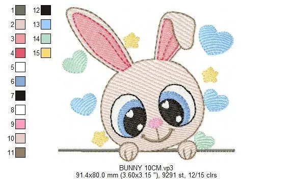 Peek a boo Bunny embroidery design - Rabbit embroidery designs machine embroidery pattern - Baby boy embroidery file - kid embroidery rabbit Marcia Embroidery
