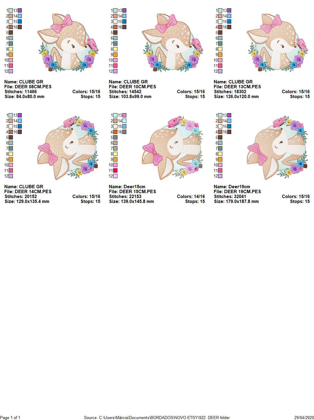 Deer embroidery design - Animal embroidery designs machine embroidery pattern - Newborn embroidery file - baby girl embroidery  Woodland