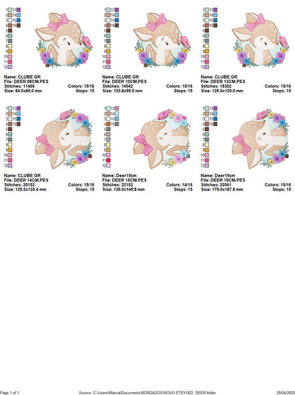 Deer embroidery design - Animal embroidery designs machine embroidery pattern - Newborn embroidery file - baby girl embroidery  Woodland
