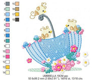 Cargar imagen en el visor de la galería, Umbrella with birds embroidery designs - Umbrella embroidery design machine embroidery pattern - baby girl embroidery file instant download
