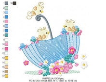 Cargar imagen en el visor de la galería, Umbrella with birds embroidery designs - Umbrella embroidery design machine embroidery pattern - baby girl embroidery file instant download
