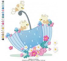 Cargar imagen en el visor de la galería, Umbrella with birds embroidery designs - Umbrella embroidery design machine embroidery pattern - baby girl embroidery file instant download
