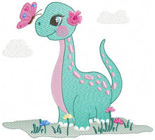 Laden Sie das Bild in den Galerie-Viewer, Dinosaur embroidery designs - Dino embroidery design machine embroidery pattern - instant download - Baby girl embroidery file Brontosaurus
