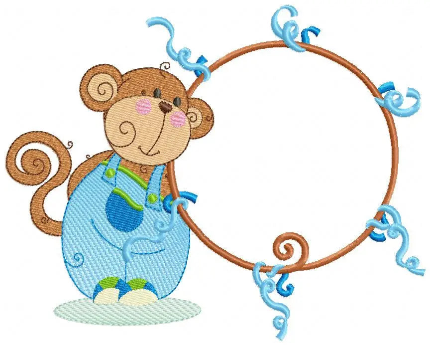Monkey Frame embroidery designs - Monkey embroidery machine embroidery pattern - Safari Animal embroidery file - instant download pes jef Marcia Embroidery