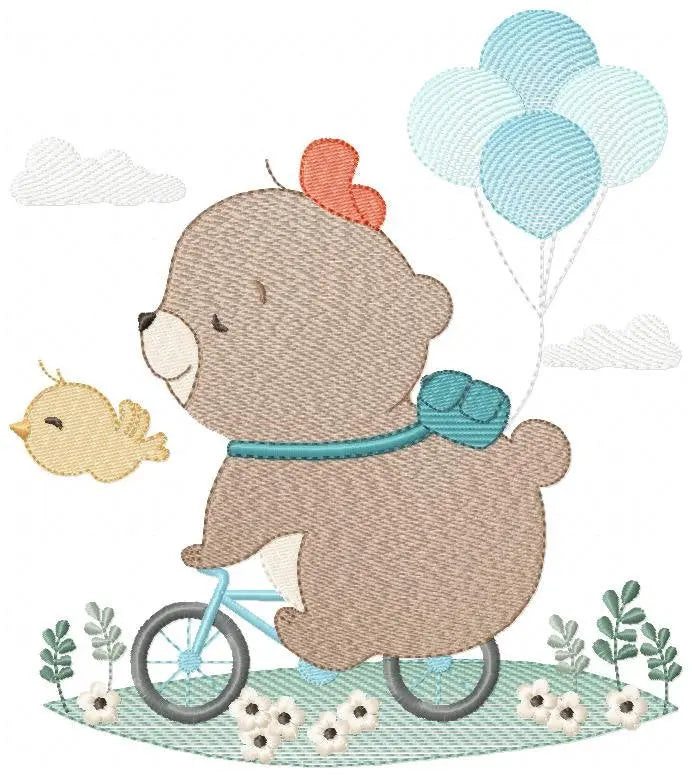 Bear embroidery designs - Bear with bike embroidery design machine embroidery pattern - Teddy bear embroidery file baby kid newborn nursey Marcia Embroidery