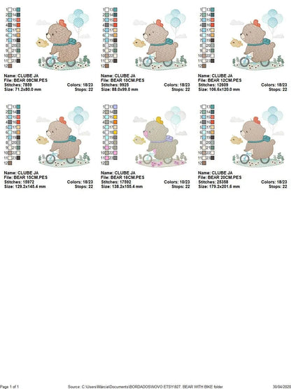 Bear embroidery designs - Bear with bike embroidery design machine embroidery pattern - Teddy bear embroidery file baby kid newborn nursey Marcia Embroidery