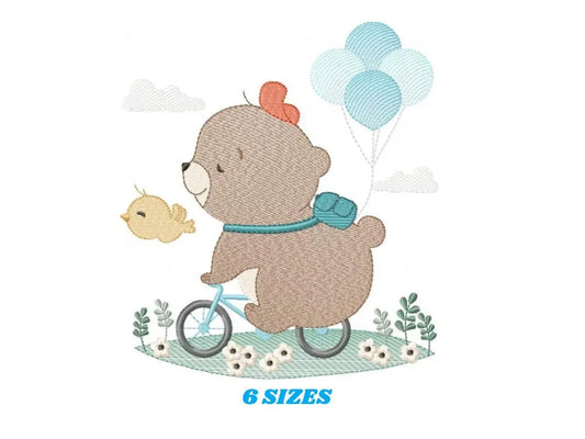 Bear embroidery designs - Bear with bike embroidery design machine embroidery pattern - Teddy bear embroidery file baby kid newborn nursey Marcia Embroidery