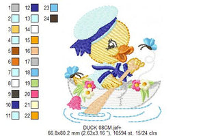 Duck embroidery design - Animal embroidery designs machine embroidery pattern - baby boy embroidery file - Sailor nautical lake ocean boat
